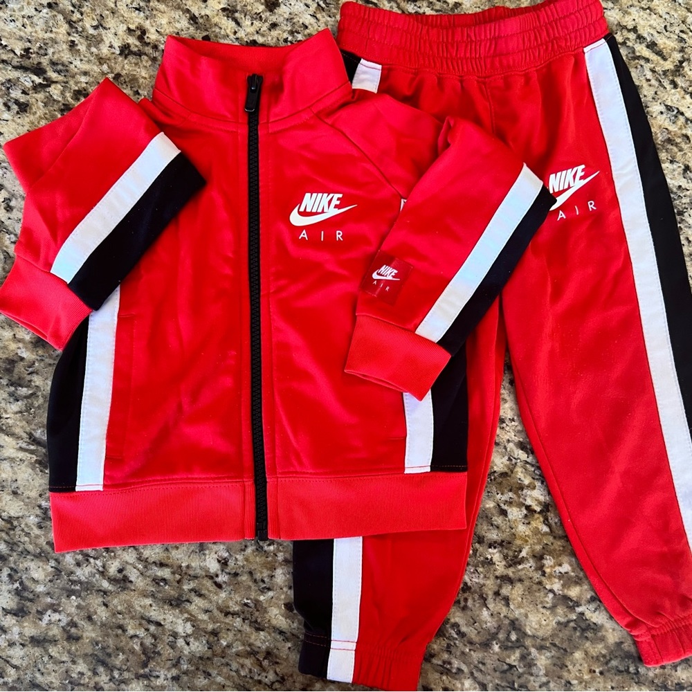 Used Nike track suit, 2t, red, black and white